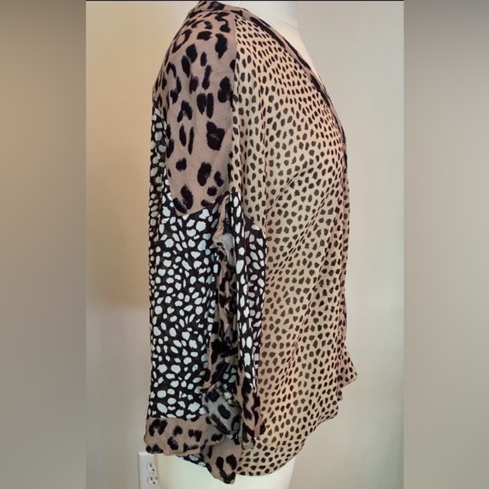 Umgee Animal Patchwork Print Open Bell Ruffle Tri… - image 7